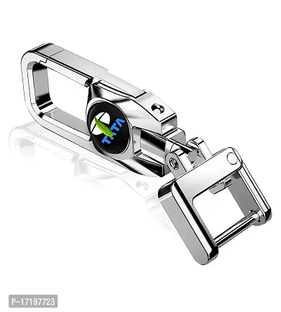 GREENWORLD Silver Color Fob Key Heavy Duty Keychain for Tata Nexon/Harrior/Punch/Tiago/Tigor/Altros/Safari/AND all Tata Model Car (CHROME SILVER)