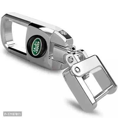 GREENWORLD Silver Colour Car Key Fob Key Chain Heavy Duty Keychain for Land Rover/Range Rover with Green Land Rover Logo (Silver Chrome)-thumb0