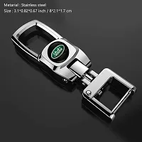 GREENWORLD Silver Colour Car Key Fob Key Chain Heavy Duty Keychain for Land Rover/Range Rover with Green Land Rover Logo (Silver Chrome)-thumb1