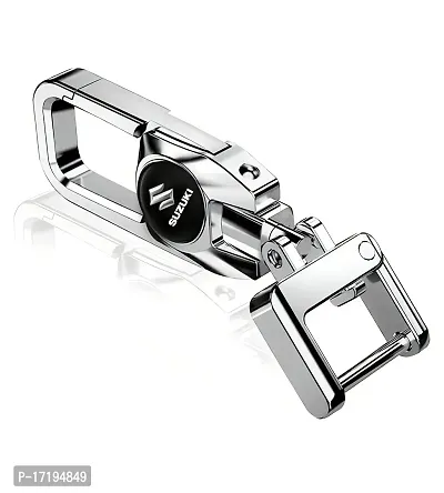 GREENWORLD Silver Color Car Key Fob Key Chain Heavy Duty Keychain for Suzuki/Dzire/Swift/Breeza/Scross/Baleno/Alto/Wagonr/Xpresso/Ciaz/Ignisar (Only Keychain)-thumb0