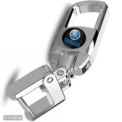 GREENWORLD Silver Color Heavy Duty Keychain for Yamahaa bIke Keyring with logo (Blue Logo)