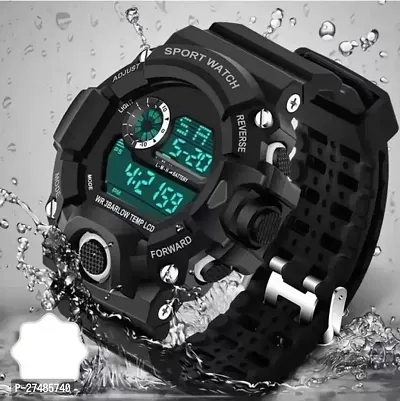 Stylish Black Silicone Digital Watches For Men-thumb0