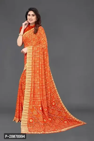 Women Georggate badhani Saree With Unstitched Blouse Piecee orange