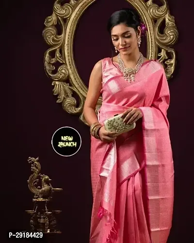 Banarasi Soft Silk Saree with Contrast Running with Exclusive Jacquard Border Blouse.-thumb0