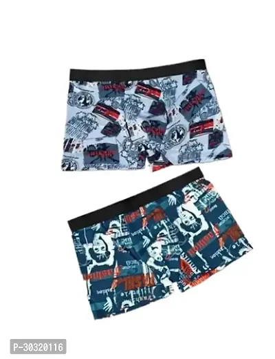 Comfortable Nylon Multicolored Printed Trunks for Men Pack of 2-thumb0