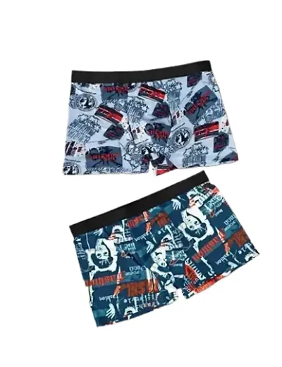 RIGLOZI Men's Lycra Cotton Trunks Flexibility Men's Overall Printed Trunks |Ideal and Active Lifestyles|Lightweight and Breathable Fabric| Moisture-Wicking|Multicolor, Pack of 2|