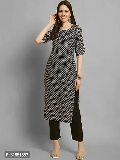 Stylish Crepe Printed Straight Kurtis Bottom Set