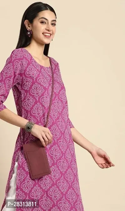 Women Rayon Printed Bandhej Kurti-thumb2