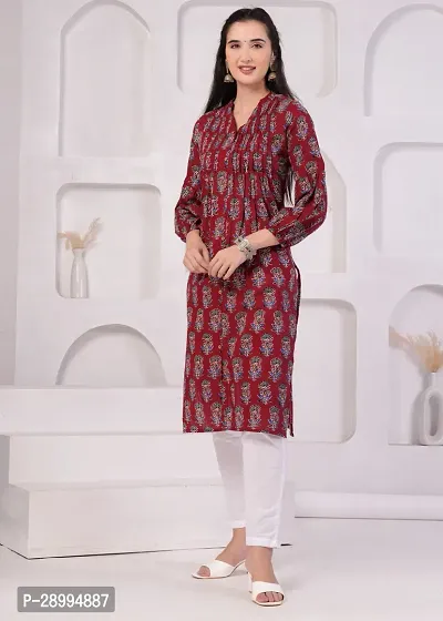 Cotton Printed A-Line Kurti For Women's-thumb4