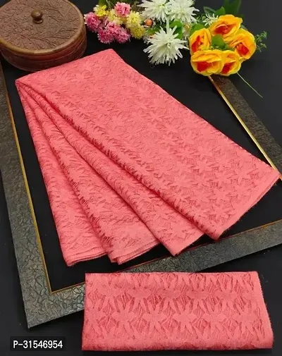 Stylish Pink Cotton Dyed Saree With Blouse Piece For Women-thumb0