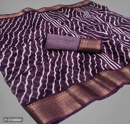 Stylish Purple Cotton Dyed Saree With Blouse Piece For Women-thumb0