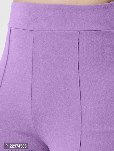 Elegant Purple Cotton Blend Solid Trousers For Women-thumb2