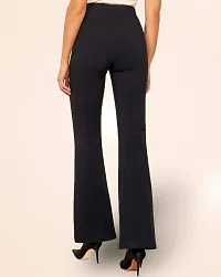 Elegant Black Cotton Blend Solid Trousers For Women-thumb1