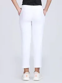 Elegant White Polycotton Solid Trousers For Women-thumb1