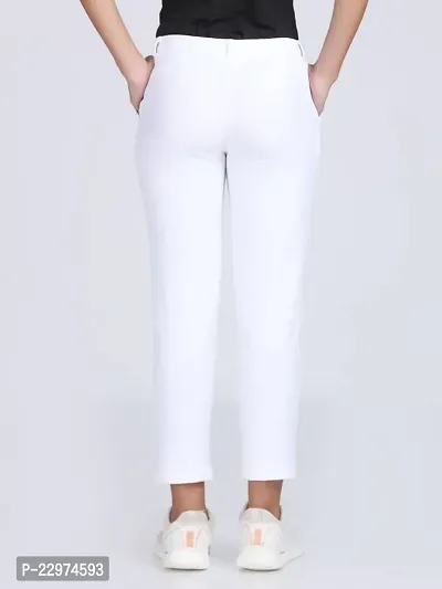 Elegant White Polycotton Solid Trousers For Women-thumb2