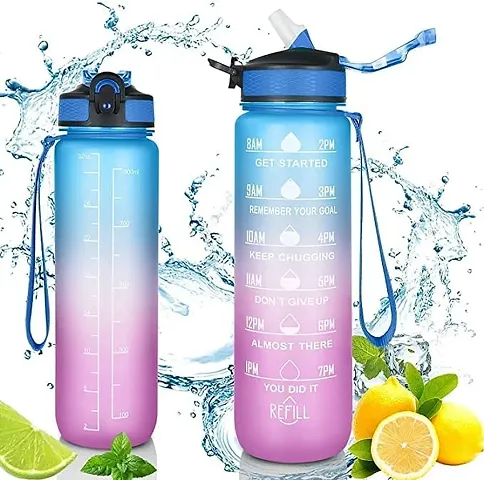 POWERUP BAR | Unbreakable Silicone Water Bottle with Motivational Time Marker, Leakproof Durable BPA-Free Non-Toxic for Office, Gym(Assorted Color) Pack of 1