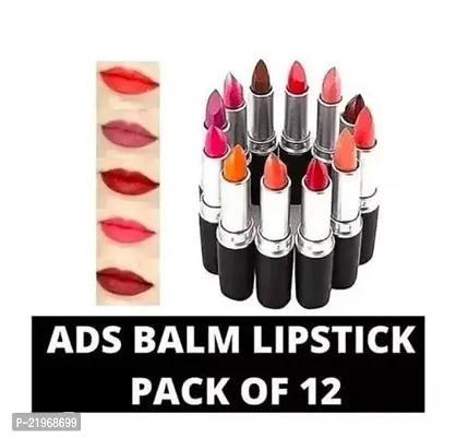 ADS BALM 12PSC Lipstick Multi Colour Lipstick Make A Good Coverage Lip Guard Like Morning Dew Drop Colour-thumb0