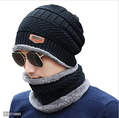 Ultra Soft Unisex Woolen Beanie Cap Plus Muffler Scarf Set