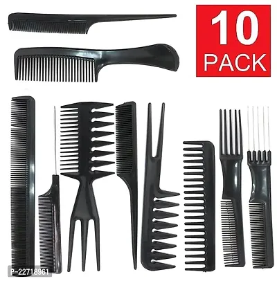 Glam Desk Set of 10 Pcs Multipurpose Salon Hair Styling Hairdressing Barber Combs Professional Comb Kit-thumb0