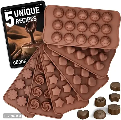 15 Cavity Silicone Chocolate Mould, Chocolate Gummy Hard  Soft Candies Mould, Flexible Silicon Ice cube, Candle, Cupcake Making Bake ware Mould Tray  Random shape's (Pack of 6)
