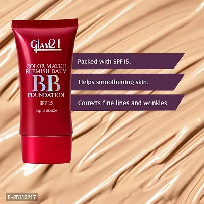 Color Match BB Foundation SPF15 I Dual Purpose of Foundation  Sunscreen Blemish-free Glow | Non-cakey Daily Use | Non-greasy  Lightweight | Long-lasting Radiant Makeover| 30gm-thumb0