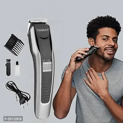 AT-538 Rechargeable Hair Beard Trimmer for Men Trendy Styler HTC Trimmer Stainless Steel Sharp Blade Beard Shaver (Black)