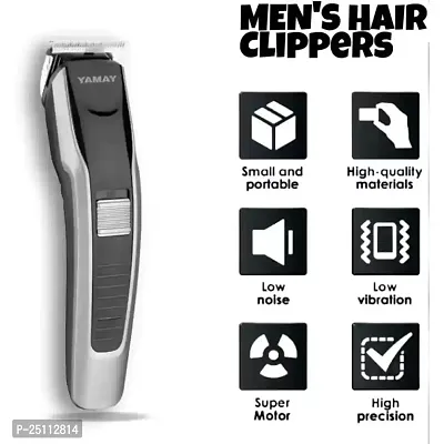 AT-538 Rechargeable Hair Beard Trimmer for Men Trendy Styler HTC Trimmer Stainless Steel Sharp Blade Beard Shaver (Black)-thumb0