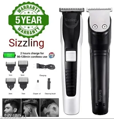 AT-538 Rechargeable Hair Beard Trimmer for Men Trendy Styler HTC Trimmer Stainless Steel Sharp Blade Beard Shaver (Black)-thumb0