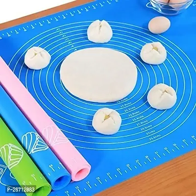 Silicone Baking Mat Roti mat Silicone Chapati Atta Kneading Mat Non-Stick Fondant Rolling Mat Stretchable for Kitchen Roti Chapati Cake ndash; Multicolor (Baking Mat 50 * 40 cm) (AB)