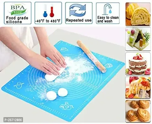 Silicone Baking Mat Roti mat Silicone Chapati Atta Kneading Mat Non-Stick Fondant Rolling Mat Stretchable for Kitchen Roti Chapati Cake ndash; Multicolor (Baking Mat 50 * 40 cm) (AB)-thumb0