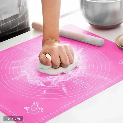 Silicone Baking Mat Roti mat Silicone Chapati Atta Kneading Mat Non-Stick Fondant Rolling Mat Stretchable for Kitchen Roti Chapati Cake ndash; Multicolor (Baking Mat 50 * 40 cm) (AB)-thumb0