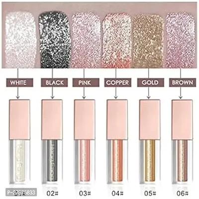 Liquid Glitter Eyeshadow Set, 6 Colors Metallic Glitter Shimmer Smokey Eye Looks Waterproof Long Lasting EyeShadow Makeup Kits (Set of 6)-thumb0