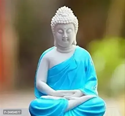 Stylish Polyresin Sitting Blue Buddha Statue For Prosperity  Wealth-thumb0