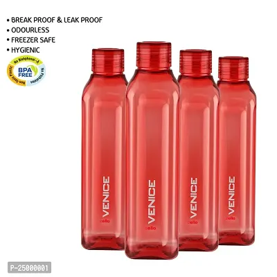 CELLO Venice Exclusive Edition Plastic Water Bottle Set, 1 Litre, Set of 4, Red-thumb2