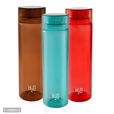 Cello H2O Round Unbreakable Plastic Water Bottle Premium Edition | Lid is sealed by a silicone ring | Leak proof  break-proof |Best Usage for Office/School/College/Gym/Picnic/Home/Fridge | 1 Liter | Assorted , Set of 3