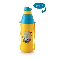 CELLO Puro Junior Hot Wheel Print Plastic Water Bottle for Kids | Easy Carry Wrist Belt | Leak Proof  Refrigerator Safe| Keeps Content Cold for Long hours | 600ml, Yellow-thumb1