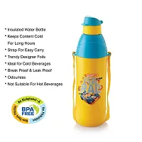 CELLO Puro Junior Hot Wheel Print Plastic Water Bottle for Kids | Easy Carry Wrist Belt | Leak Proof  Refrigerator Safe| Keeps Content Cold for Long hours | 600ml, Yellow-thumb2