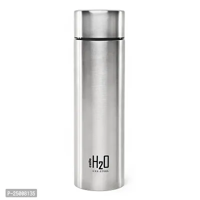 CELLO H2O Stainless Steel Water Bottle | Leak proof  break-proof | Lid is sealed by a silicone ring | Best Usage for Office/School/College/Gym/Picnic/Home/Fridge |1 Litre | Silver, 1 Unit-thumb0