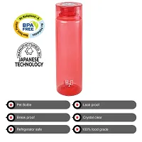 Cello Plastic H2O Unbreakable Premium Edition Bottle, 1 L, Red - Set of 3-thumb2