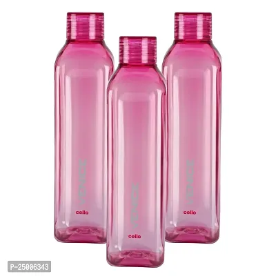 Cello Venice Plastic Water Bottle, 1 Litre, Set of 3, Pink