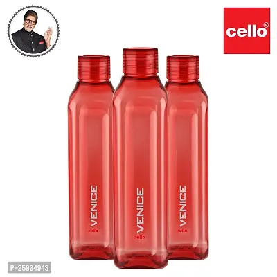 Cello Venice Exclusive Edition Plastic Water Bottle Set, 1 Litre, Set of 3, Red-thumb2