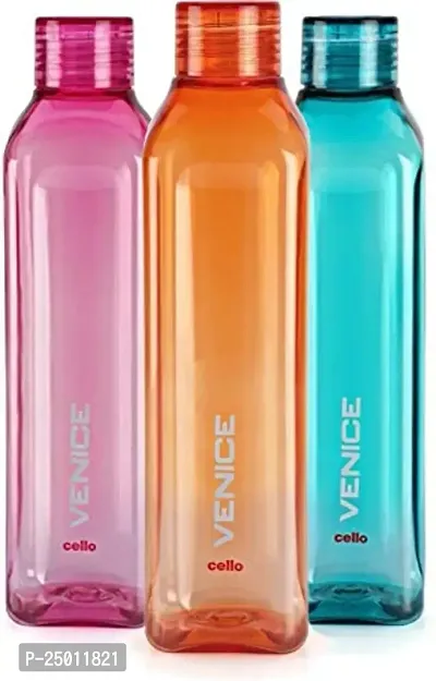 Cello Plastic Venice Fridge Water Bottle 1000 ml, Set of 3, Colour May Vary