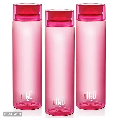 Cello H2O Unbreakable? Plastic Bottle , 1 Litre, Set of 3, Pink