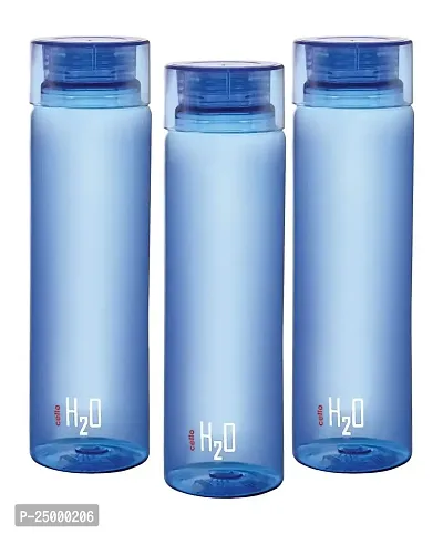 Cello Plastic Unbreakable Water Bottle (1 L, Blue) - Set of 3