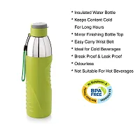 Cello Puro Gliss Plastic Insulated Easy Carry Ergonomic Water Bottle with Wide Mouth and Easy Flip Top Cap for Office, Gym, Running/BPA Free Reusable Drinking Container Odourless (600 ml, Green)-thumb1