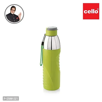 Cello Puro Gliss Plastic Insulated Easy Carry Ergonomic Water Bottle with Wide Mouth and Easy Flip Top Cap for Office, Gym, Running/BPA Free Reusable Drinking Container Odourless (600 ml, Green)-thumb3