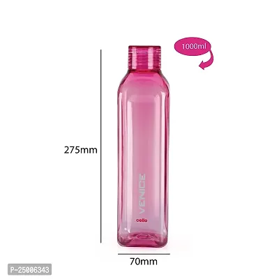 Cello Venice Plastic Water Bottle, 1 Litre, Set of 3, Pink-thumb2