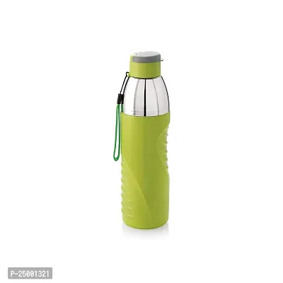 Cello Puro Gliss Plastic Insulated Easy Carry Ergonomic Water Bottle with Wide Mouth and Easy Flip Top Cap for Office, Gym, Running/BPA Free Reusable Drinking Container Odourless (600 ml, Green)-thumb0