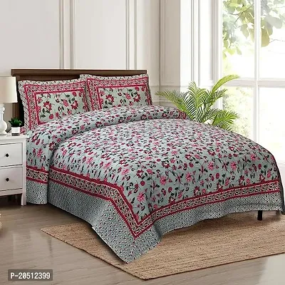 Stylish Cotton 1 Bedsheet + 2 Pillowcovers