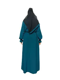 Elegant Teal Solid Abaya with Hijab For Women-thumb1